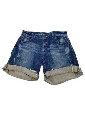 Reese Delia’s Woman’s Denim Shorts 11 / 12 Distressed Whiskered Shaded Stretch